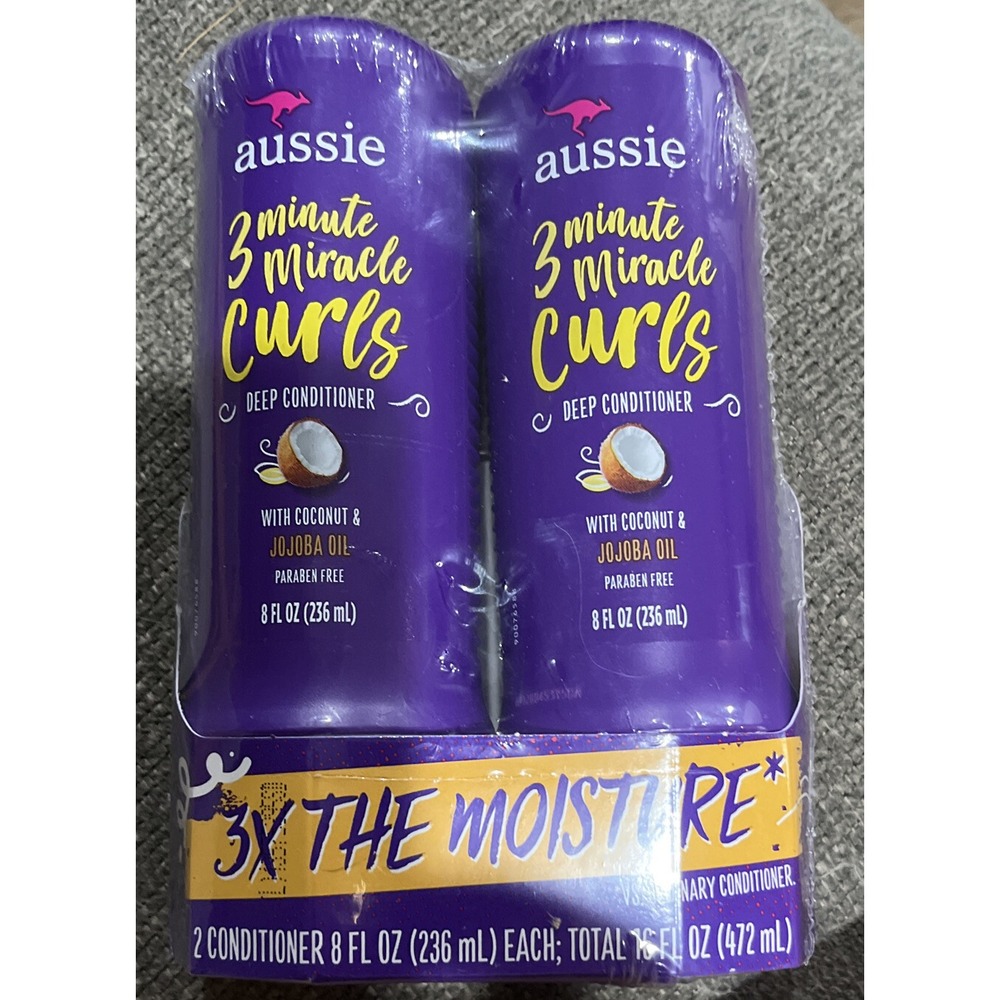 2 Pack - Aussie 3 Minute Miracle Curls Deep Conditioner - Coconut Jojoba 8oz